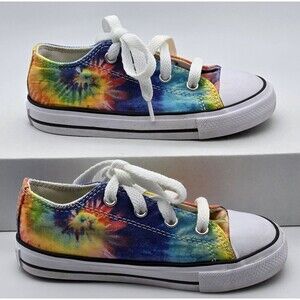 Converse All Star Youth 9 Rainbow Tie Dye Canvas Sneakers Multicolor Shoes Kids